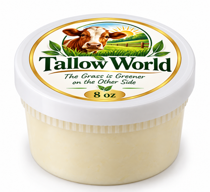 Tallow World Pure Tallow Moisturizer 8 oz | Deep Hydration for Face & Body + FREE Sandalwood & Vanilla Essential Oil 1 ml